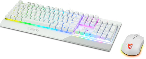 MSI VIGOR GK30 COMBO WHITE UK RGB MEMchanical Gaming Keyboard + Clutch GM11 WHITE Gaming Mouse ' UK Layout, 6-Zone RGB Lighting Keyboard, Dual-Zone RGB Lighting Mouse, 5000 DPI Optical Sensor, Center' MSI VIGOR GK30 COMBO WHITE UK RGB MEMchanical Gaming Keyboard + Clutch GM11 WHITE Gaming Mouse ' UK Layout, 6-Zone RGB Lighting Keyboard, Dual-Zone RGB Lighting Mouse, 5000 DPI Optical Sensor, Center'